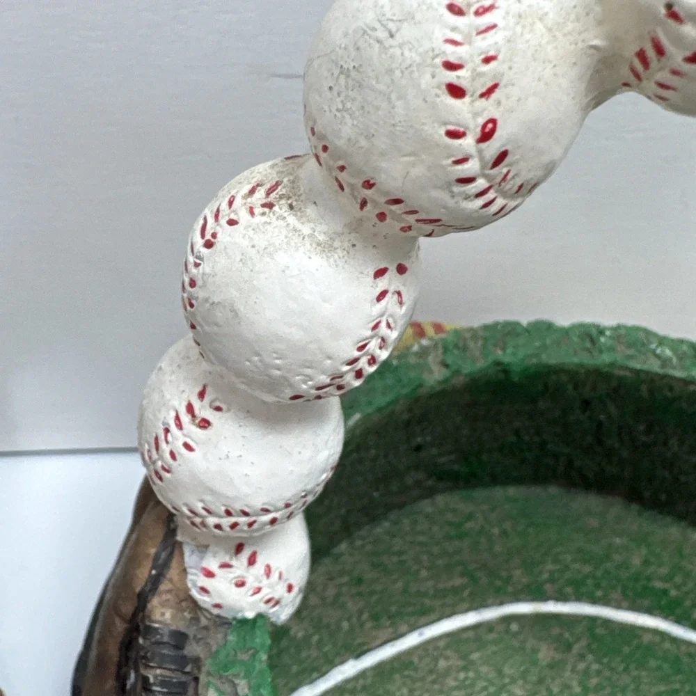 Vtg Baseball‎ Resin Decor Glove W Ball / Paperweight Trinket Holder Basket